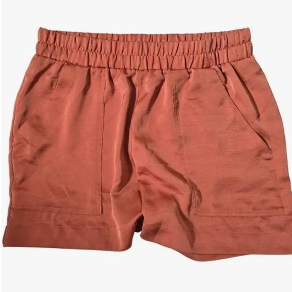 A New Day Women's Satin High Rise Pull On Shorts XL Orange Stretchy W Pockets - Picture 9 of 12